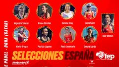 Cartel con los 16 jugadores espa&ntilde;oles seleccionados por Juanjo Guti&eacute;rrez e Ic&iacute;ar Montes para el Mundial de P&aacute;del.