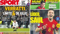Saúl ya le quita foco a Verratti en la prensa de Barcelona