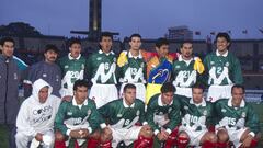 Mexico team during the group Stage A game between Uruguay and Mexico (Mexican National Team)  as part Uruguay America Cup 1995, at Centenario Stadium, on July 13, 1995, in Montevideo, Uruguay.