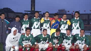 Mexico team during the group Stage A game between Uruguay and Mexico (Mexican National Team) as part Uruguay America Cup 1995, at Centenario Stadium, on July 13, 1995, in Montevideo, Uruguay.
