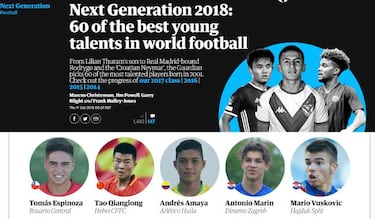 Amaya, entre las 60 promesas del fútbol de The Guardian