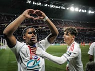 (FILES) Lyon�s Brazilian forward #09 Endrick celebrates celebrates scoring his team's first goal during the French Cup round of 16 football match between Olympique Lyonnais and Laval Stade Mayenne FC at Groupama Stadium in Lyon on February 4, 2026. Young striker Endrick, who has enjoyed a resurgence since joining Olympique Lyon on loan from Real Madrid, is the standout new addition to Brazil�s squad for this month�s friendlies against France and Croatia, head coach Carlo Ancelotti announced on March 16, 2026. (Photo by OLIVIER CHASSIGNOLE / AFP)