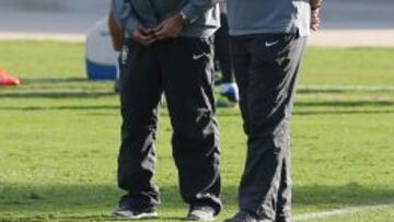 Parreira junto a Scolari, durante un entrenamiento de Brasil.