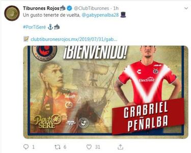 Veracruz anuncia a Gabriel Peñalba con error ortográfico