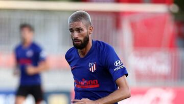 Carrasco, en un entrenamiento con el Atlético.