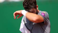 Cameron Norrie se lamenta durante su partido de primera ronda ante Cerúndolo en el Masters de Montecarlo.