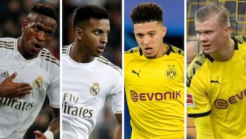 Vinicius (Real Madrid), Rodrygo (Real Madrid), Sancho (Borussia Dortmund) y Haaland (Borussia Dortmund).