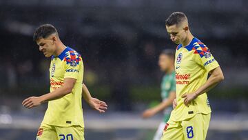 Richard Sanchez and Alvaro Fidalgo of America during the game America vs Leon, corresponding to Round 06 of the Torneo Apertura 2023 of the Liga BBVA MX, at Azteca Stadium, on August 26, 2023.
<br><br>
Richard Sanchez y Alvaro Fidalgo de America durante el partido America vs Leon, correspondiente a la Jornada 06 del Torneo Apertura 2023 de la Liga BBVA MX, en el Estadio Azteca, el 26 de Agosto de 2023.