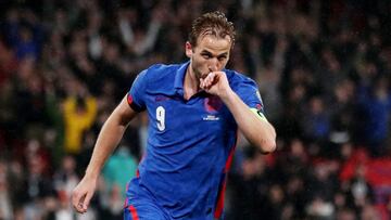 Harry Kane celebra ante Albania.
