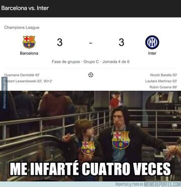 Piqué se convierte en el foco de los memes del Barça - Inter