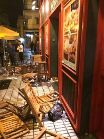 Así quedó el bar de la pelea entre hinchas del Sevilla y Juventus