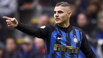 El delantero argentino del Inter de Mil&aacute;n, Mauro Icardi, durante un partido.