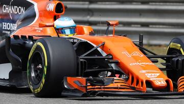 Formula One - F1 - Chinese Grand Prix - Shanghai, China - 08/04/17 - McLaren driver Fernando Alonso of Spain drives during the third practice session at the Shanghai International Circuit. REUTERS/Aly Song