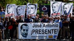 Supporters of the founder of Spanish fascist Falange party, Jose Antonio Primo de Rivera, wait to pay tribute outside the San Isidro cemetery, where his remains exhumed from the Franco-era monument known as "The Valley of the Fallen" were transferred, in Madrid, Spain, April 24, 2023. REUTERS/Juan Medina
