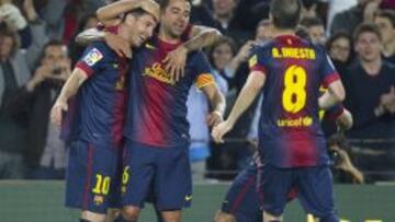 Messi celebra un gol al Betis.