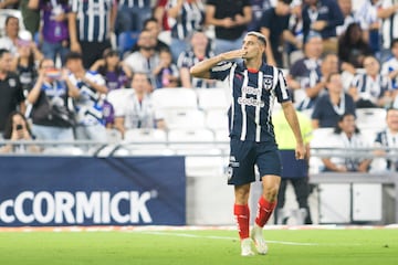 Monterrey's Argentine forward German Berterame celebrates after scoring during the Liga MX Apertura tournament football match between Monterrey and Juarez, at the BBVA Bancomer stadium in Guadalupe, Nuevo Leon state, Mexico on September 18, 2024. (Photo by Julio Cesar AGUILAR / AFP)