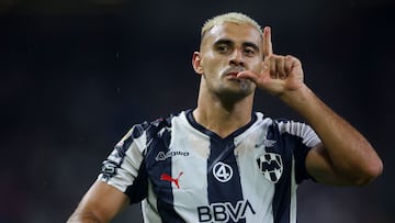 Monterrey's Argentine forward #07 German Berterame celebrates after scoring his team's second goal during the Liga MX Apertura football tournament match between Monterrey and Atlas at the BBVA Stadium in Monterrey, Nuevo Leon state, Mexico on July 26, 2025. (Photo by Julio Cesar AGUILAR / AFP)