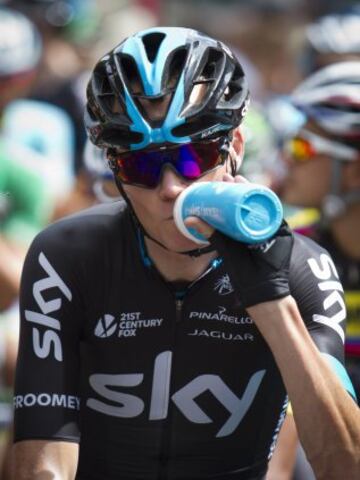 Chris Froome antes del comienzo de la etapa.