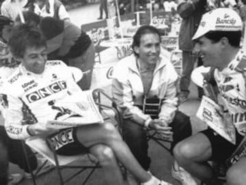 Álvaro Pino con Marino Lejarreta y Miguel Indurain. 
 