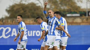 El Atlético Baleares celebra un gol esta temporada.