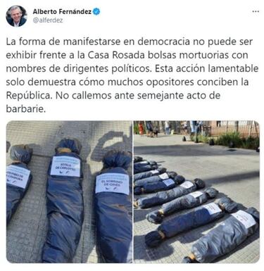 El tuit de repudio de Alberto Fernández contra las marchas del 27F por el vacunatorio VIP