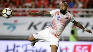 ****COBERTURA DISPONIBLE SOLO PARA CLIENTES ESPECIALMENTE ABONADOS*****
Futbol, Corea del Sur vs Chile
El jugador de la seleccion chilena Arturo Vidal controla el balon durante el partido amistoso contra Corea del Sur disputado en el estadio Suwon World Cup de Suwon, Corea del Sur.
11/09/2018
Andres Pina/Photosport
Football, South Korea vs Chile
Chile's player Arturo Vidal controls the ball during the friendly match against South Korea held at the Suwon World Cup stadium in Suwon, South Korea.
11/09/2018
Andres Pina/Photosport