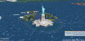 Foto captada por Climate Central sobre cómo afectaría el aumento del nivel del mar en Nueva York.