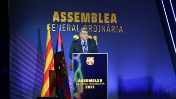 Joan Laporta en la asamblea del pasado octubre.