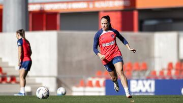 Banini, durante un entrenamiento del Atlético esta semana.