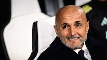 (FILES) Juventus' Italian coach Luciano Spalletti smiles before the UEFA Champions League - league phase day 4 football match between Juventus and Sporting CP at the Allianz stadium in Turin, on November 4, 2025. Luciano Spalletti will stay on as Juventus coach after signing a new two-year deal, the Serie A club announced on April 10, 2026. (Photo by Marco BERTORELLO / AFP)