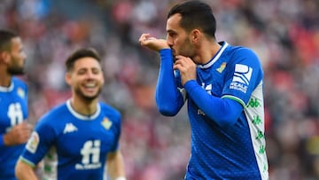 Juanmi celebra su gol ante el Athletic. 