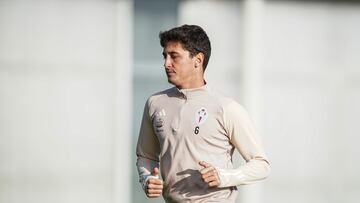 El centrocampista Carlos Dotor, durante un entrenamiento del Celta.