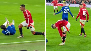 Casemiro's furious outburst at Garnacho after losing possession to Chelsea