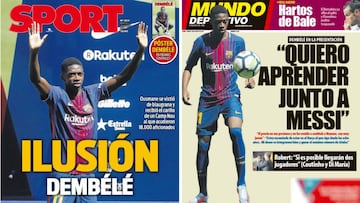 Portadas de &#039;Sport&#039; y &#039;Mundo Deportivo&#039; del martes, 29 de agosto de 2017.