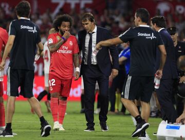 Marcelo se lesion¨® en el minuto 76', el Real Madrid se qued¨® 1o jugadores.