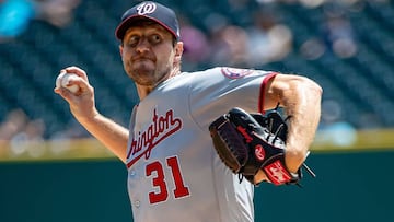 DETROIT, MI - JUNE 30: Max Scherzer #31 of the Washington Nationals pitches in the sixth inning during a MLB game against the Detroit Tigers at Comerica Park on June 30, 2019 in Detroit, Michigan. Washington defeated the Detroit 2-1.   Dave Reginek/Getty Images/AFP
 == FOR NEWSPAPERS, INTERNET, TELCOS &amp; TELEVISION USE ONLY ==