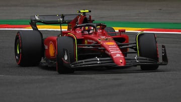 SPA, BELGIUM - AUGUST 27: Carlos Sainz of Spain driving (55) the Ferrari F1-75 on track during final practice ahead of the F1 Grand Prix of Belgium at Circuit de Spa-Francorchamps on August 27, 2022 in Spa, Belgium. (Photo by Dan Mullan/Getty Images)