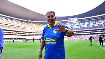Carlos Reinoso of America during the Quarterfinals second leg match between America and Pachuca as part of the Torneo Clausura 2024 Liga BBVA MX at Azteca Stadium on May 11, 2024 in Mexico City, Mexico.