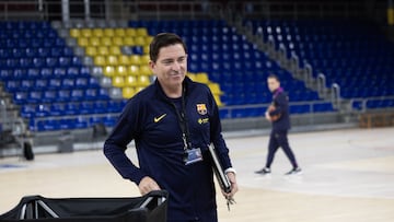 Xavi Pascual en su primer entrenamiento en su regreso al Barça.