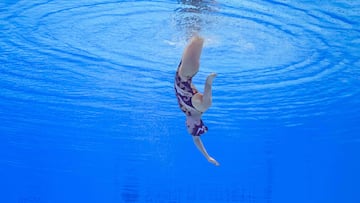 Japan's Yukiko Inui competes in the final of the women's solo free artistic swimming event during the World Aquatics Championships in Fukuoka on July 19, 2023. (Photo by Fran�ois-Xavier MARIT / AFP)