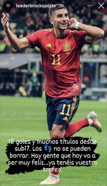 La agencia de Ferran, Leaderbrock Sports, tras la lista de De la Fuente: “Ya tenéis vuestro trofeo”