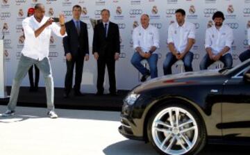 Marcus Slaughter, durante la entrega de coches oficiales Audi a toda la plantilla de baloncesto al completo, que ha tenido lugar junto al estadio Alfredo Di Stéfano.