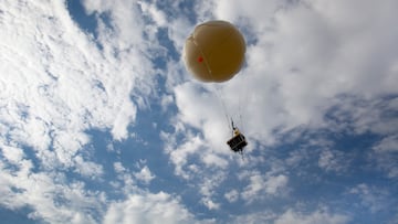 Part of a five year long NASA national air quality project, a tethered balloon ascends into the Golden, Colorado skies and relays meteorological (barometric pressure,wind speed,etc), pollution and emissions data (NO2, ozone, etc.) to a mobile ground station located on the State of Colorado property on the South Table Mountain.