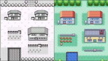 Pueblo Paleta en Pok&eacute;mon Rojo/Azul/Verde (Game Boy) y en Pok&eacute;mon Rojo Fuego y Verde Hoja (GBA)