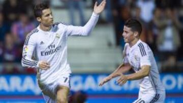 Cristiano celebra su primer gol al Eibar.