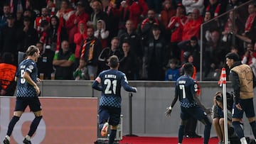 Berlin (Germany), 03/10/2023.- Braga'Äôs Bruma celebrates after scoring the 2-2 during the UEFA Champions League group C soccer match between Union Berlin and Sporting de Braga, in Berlin, Germany, 03 October 2023. (Liga de Campeones, Alemania) EFE/EPA/FILIP SINGER
