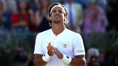 LONDON, ENGLAND - JUNE 22: Feliciano Lopez of Spain celebrates victory during his mens singles semi-final match against Felix Auger-Aliassime of Canada  during day six of the Fever-Tree Championships at Queens Club on June 22, 2019 in London, United Kingdom. (Photo by Clive Brunskill/Getty Images)