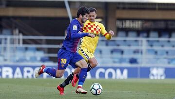 Javi M&aacute;rquez, en el partido ante el Bar&ccedil;a B, en el que se lesion&oacute;. 