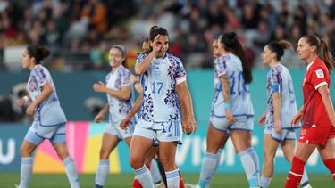 Auckland (Australia), 05/08/2023.- Alba Redondo of Spain reacts during the FIFA Women's World Cup 2023 Round of 16 soccer match between Switzerland and Spain at Eden Park in Auckland, New Zealand, 05 August 2023. (Mundial de Fútbol, Nueva Zelanda, España, Suiza) EFE/EPA/BRETT PHIBBS AUSTRALIA AND NEW ZEALAND OUT