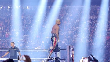 LAS VEGAS, NEVADA - APRIL 20: Cody Rhodes is introduced prior to his match against John Cena for the Undisputed WWE Championship during WrestleMania 41 at Allegiant Stadium on April 20, 2025 in Las Vegas, Nevada.   Ethan Miller/Getty Images/AFP (Photo by Ethan Miller / GETTY IMAGES NORTH AMERICA / Getty Images via AFP)